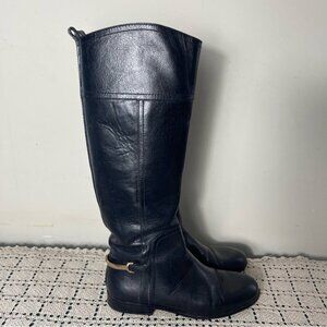 Tory Burch Black Leather Riding Boots Women's Size: 7M Gold hardware